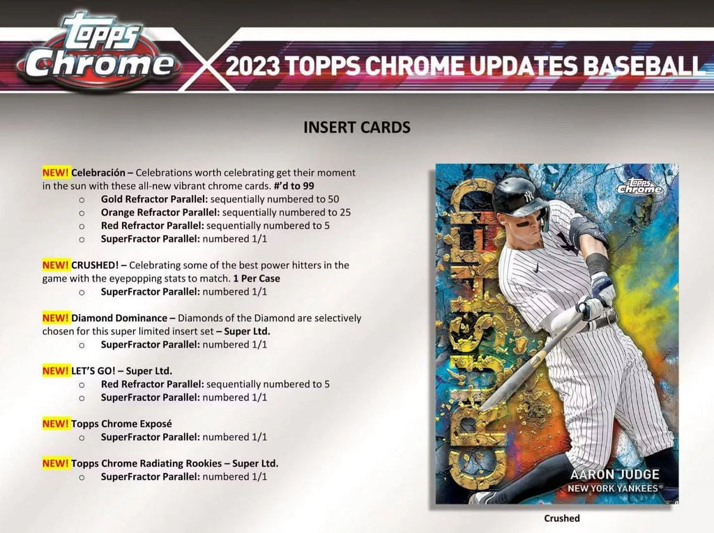 2023 Chrome Update Series Baseball Trading Card Hobby Box I160252