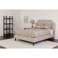 King Size Beige Fabric Upholstered Platform Bed with Pocket Spring Mattress N638826