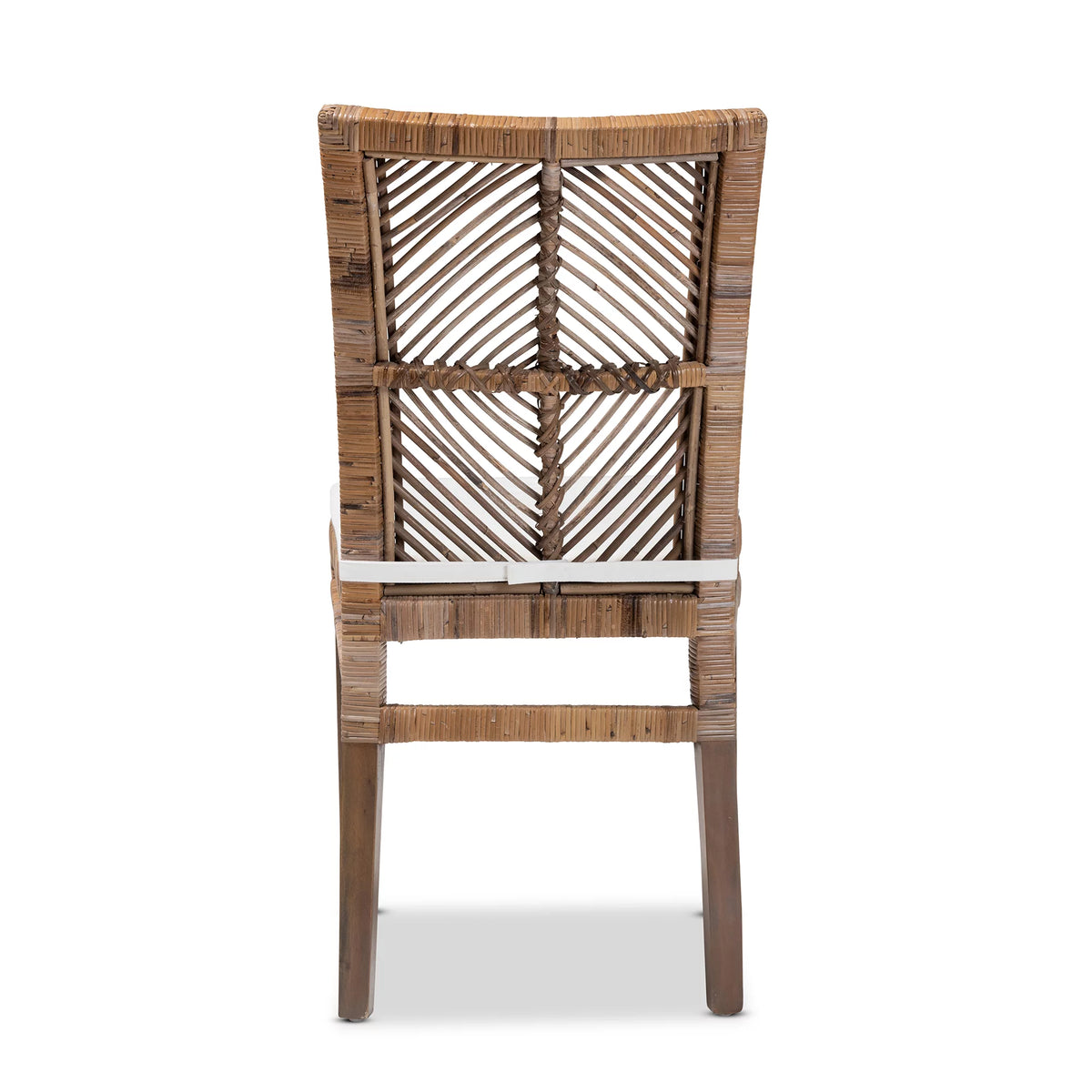 Greywashed Natural Rattan and Mahogany Dining Chair with Cushion W187