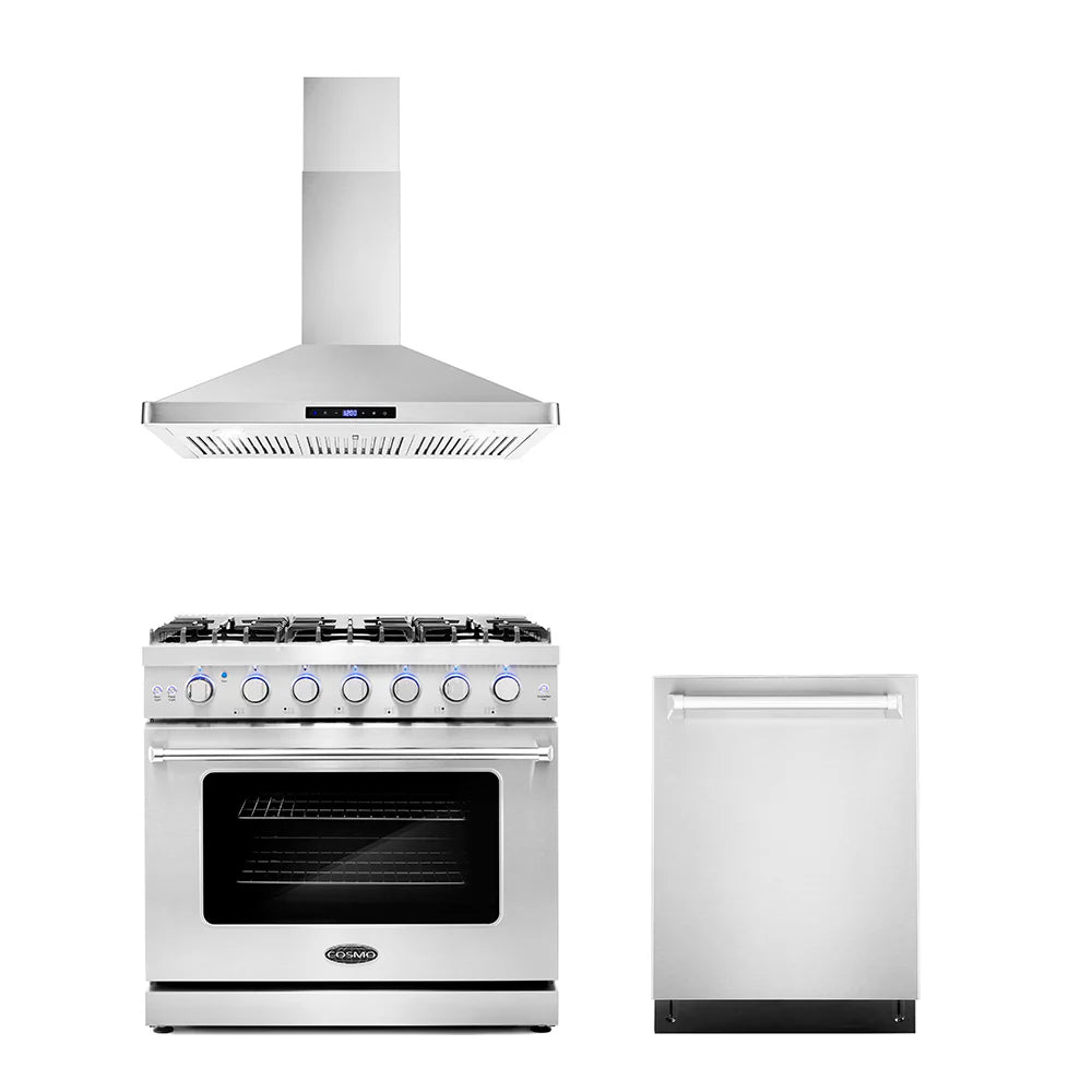 36 Gas Range, Wall Mount Range Hood and Dishwasher A20396