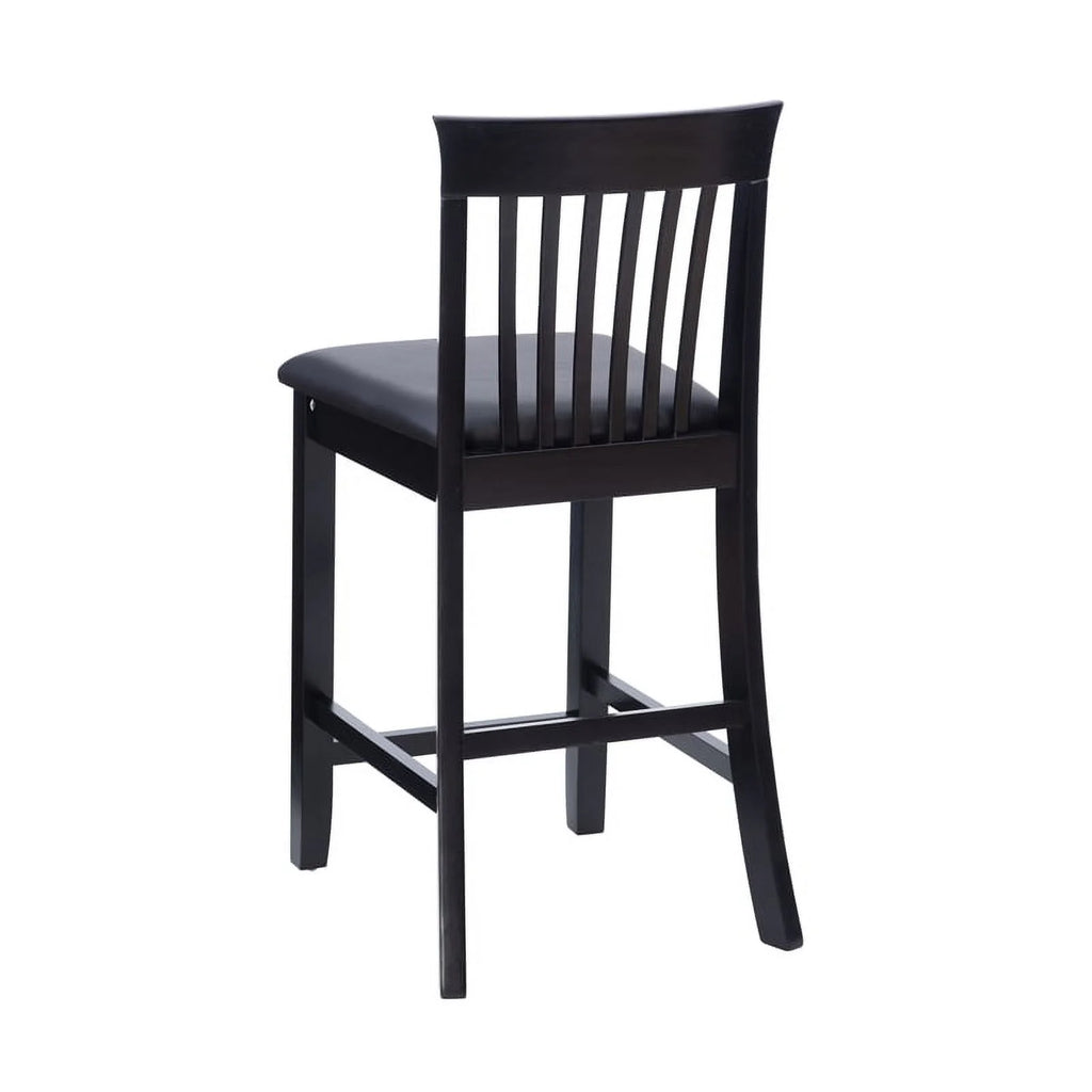 25" Wood Faux Leather Counter Stool in Black I85256