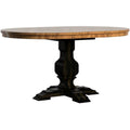 Oval Wood Dining Table with Leaf, Oak Top, Antique Black Q442