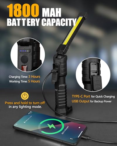 Rechargeable Magnetic Foldable LED Work Light 800 Lumens F46076