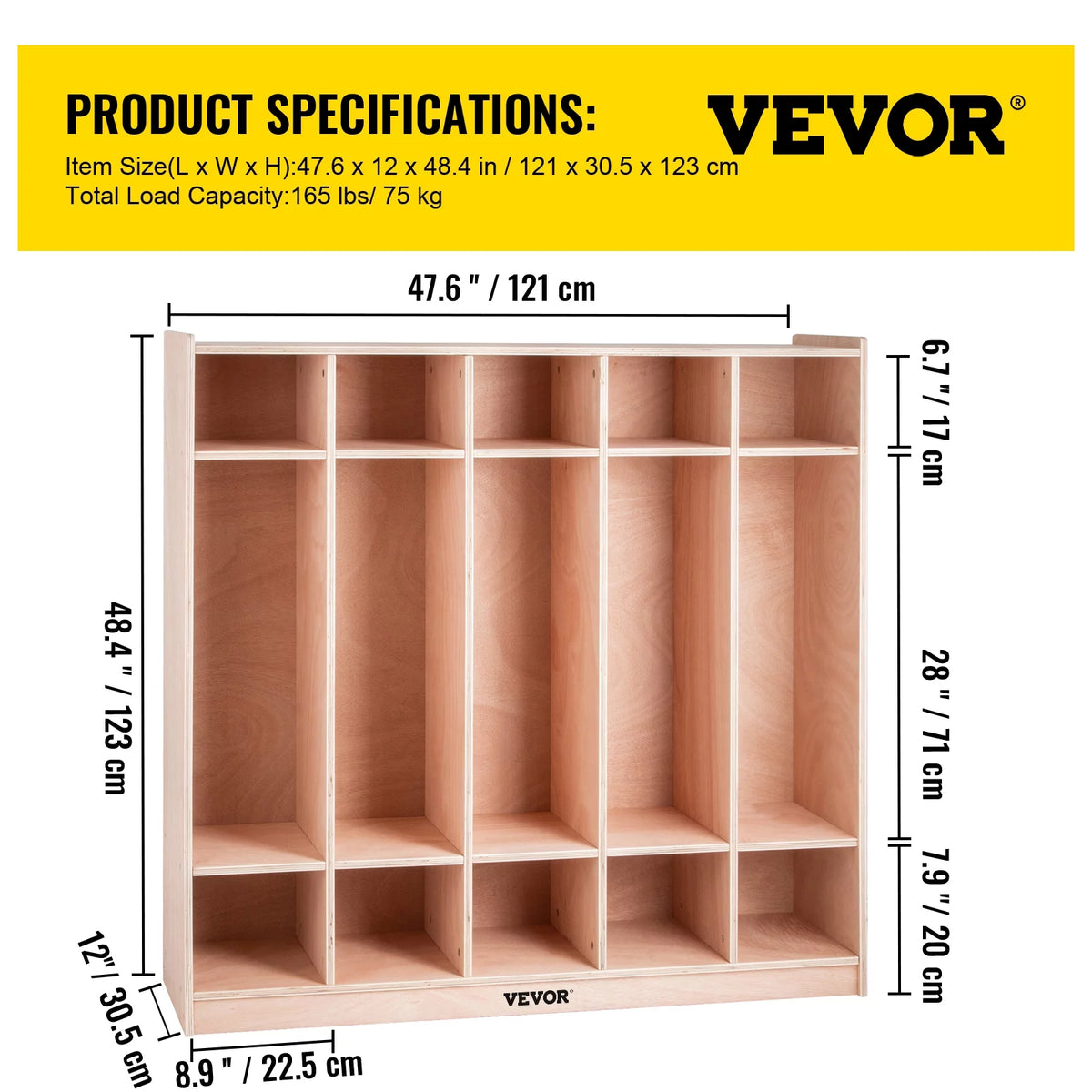 5 Grids Plywood Birch Coat Locker Z423769