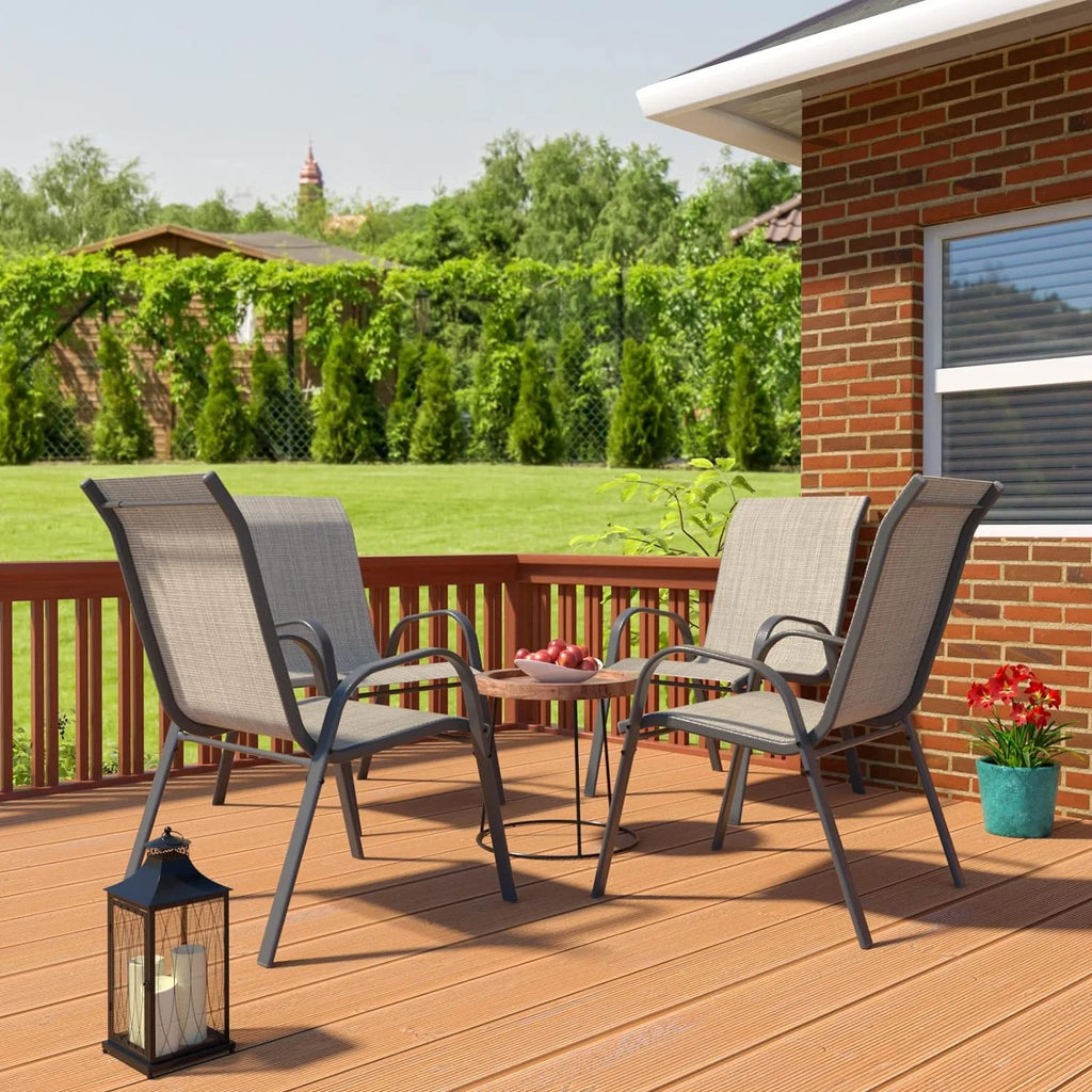 Brown Set of 4 Stackable Patio Chairs I883