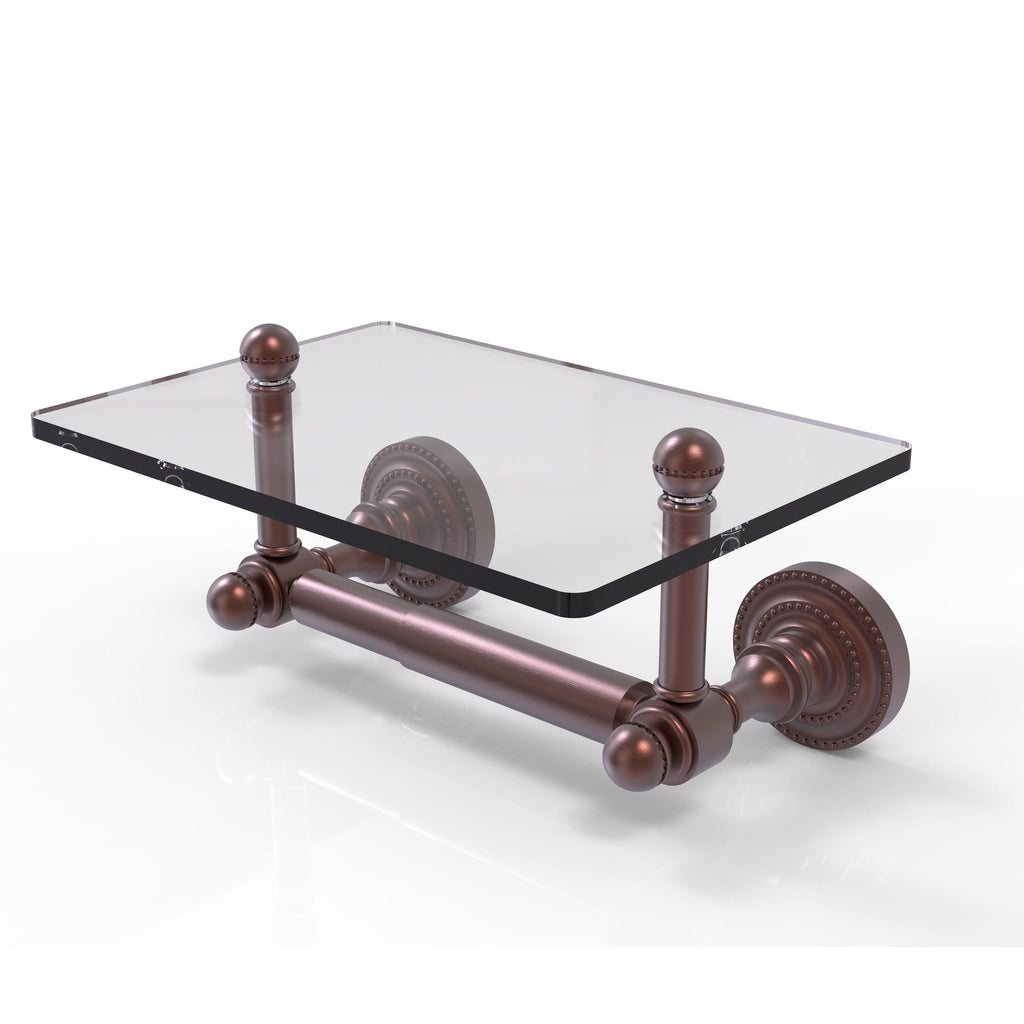 Brushed Bronze Toilet Tissue Holder with Glass Shelf T5404