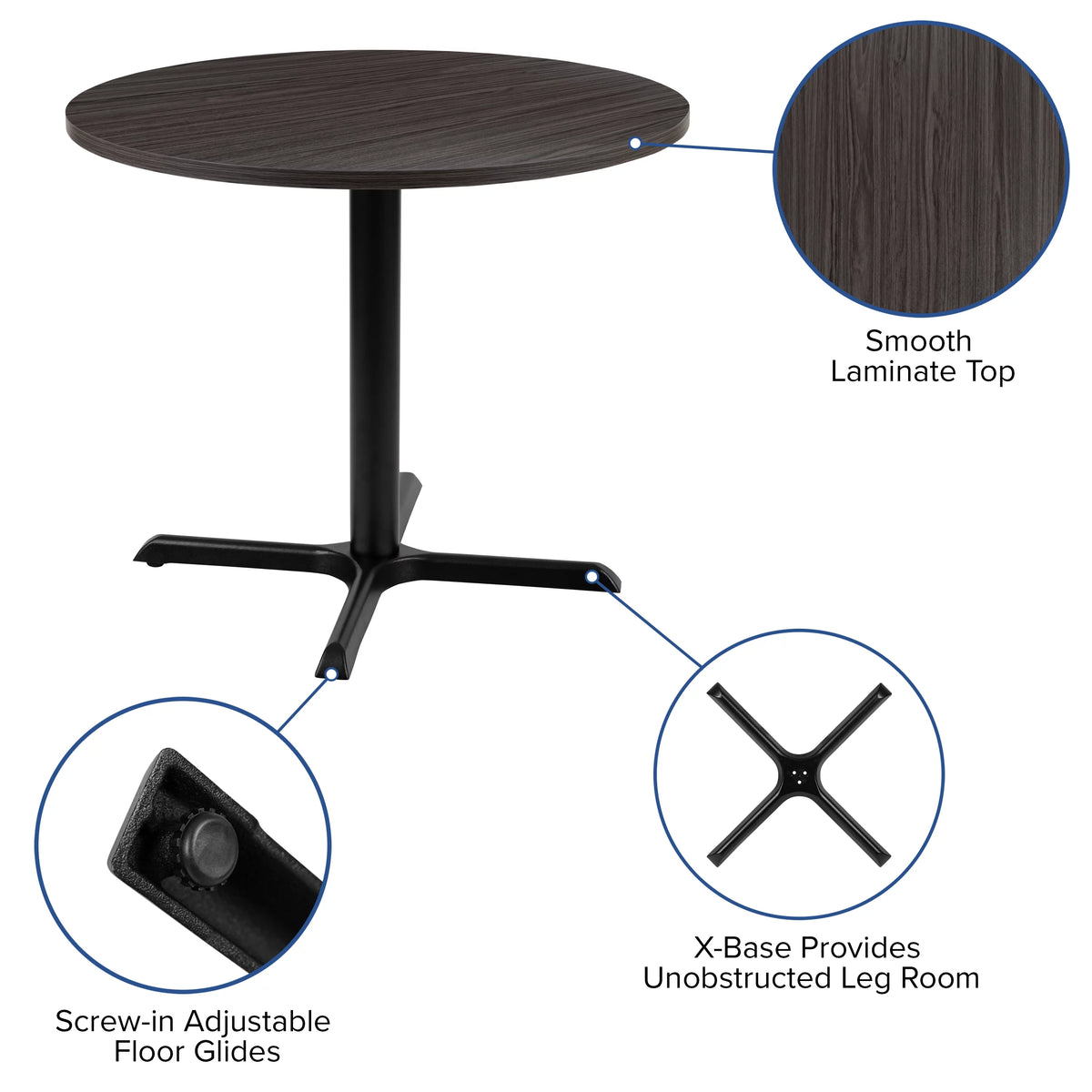 36" Round Rustic Gray Conference Table B14989