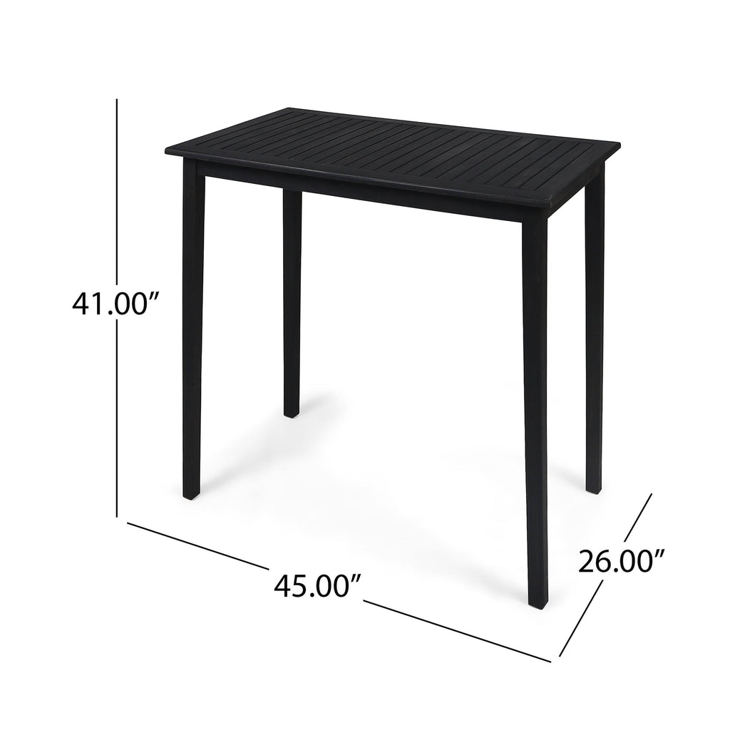 Acacia Wood Rectangle Bar Table Dark Gray Y24574