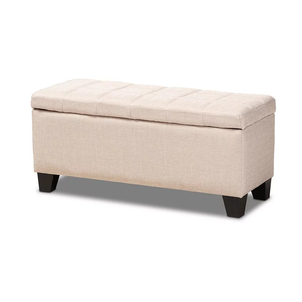 Beige Fabric Upholstered Storage Ottoman J131160