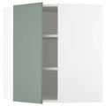 Corner Wall Cabinet with Shelves, White Gray-Green F59845
