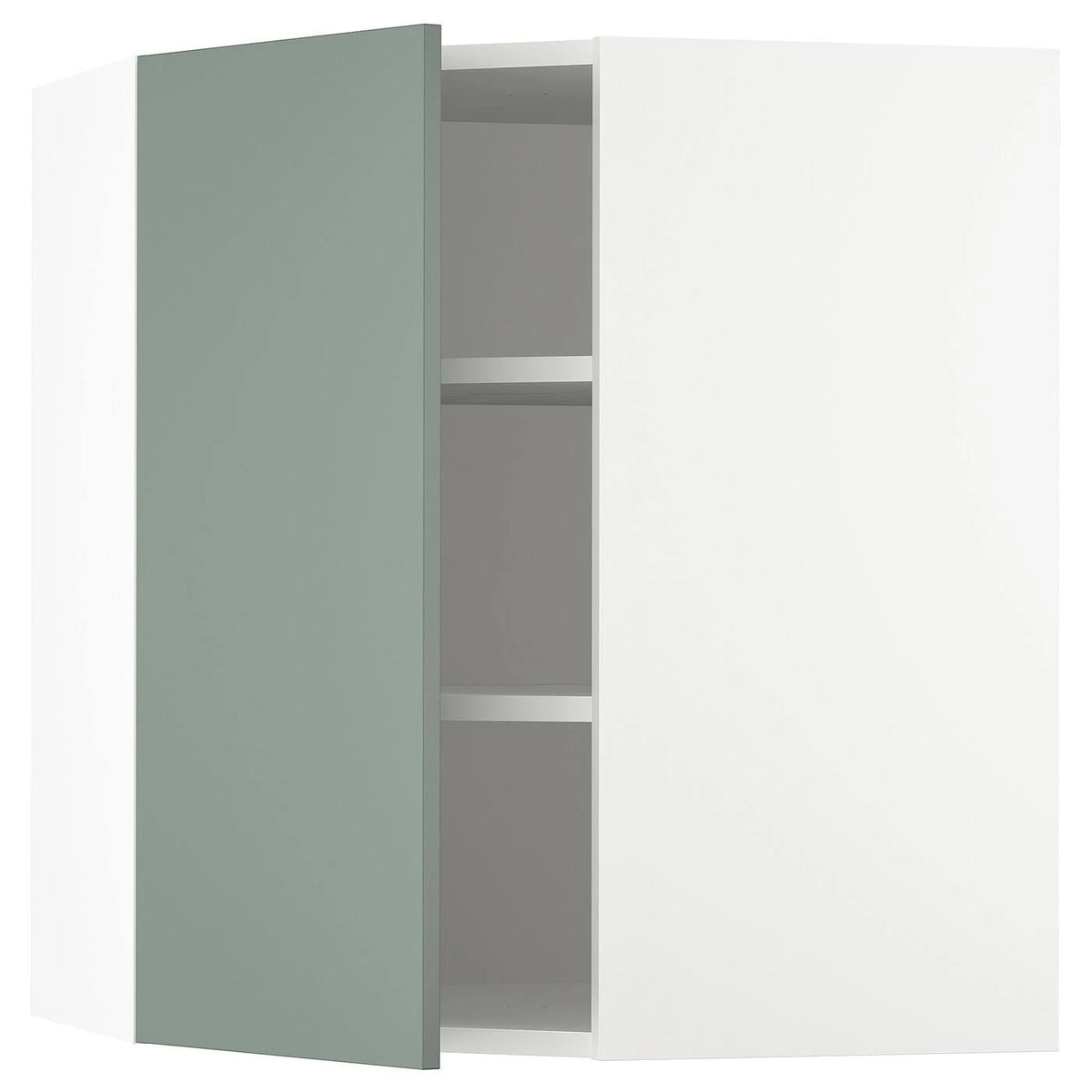 Corner Wall Cabinet with Shelves, White Gray-Green F59845