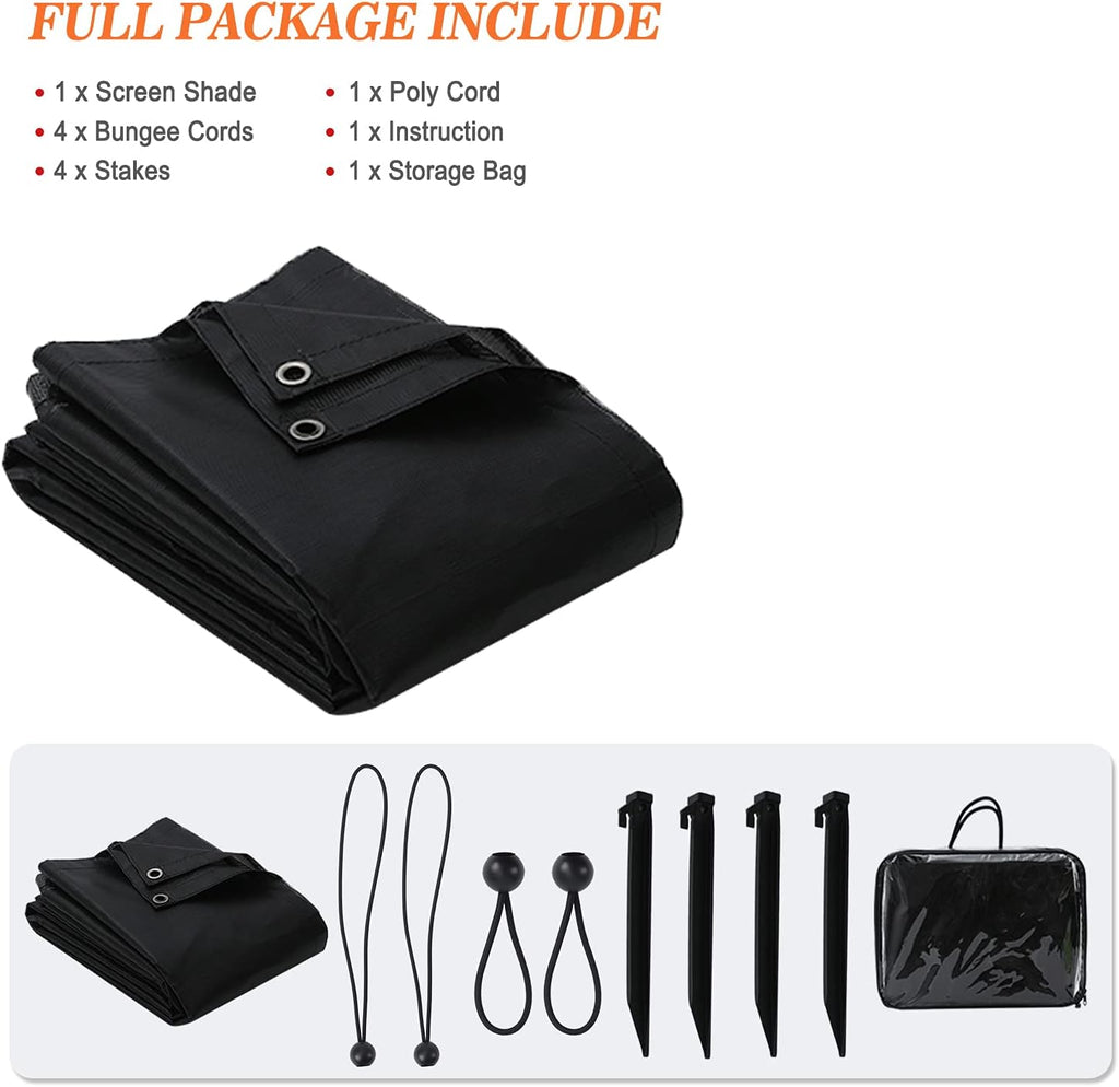 Black Mesh UV Blocker RV Awning Sun Shade Screen with Zipper 15' x 9' R723