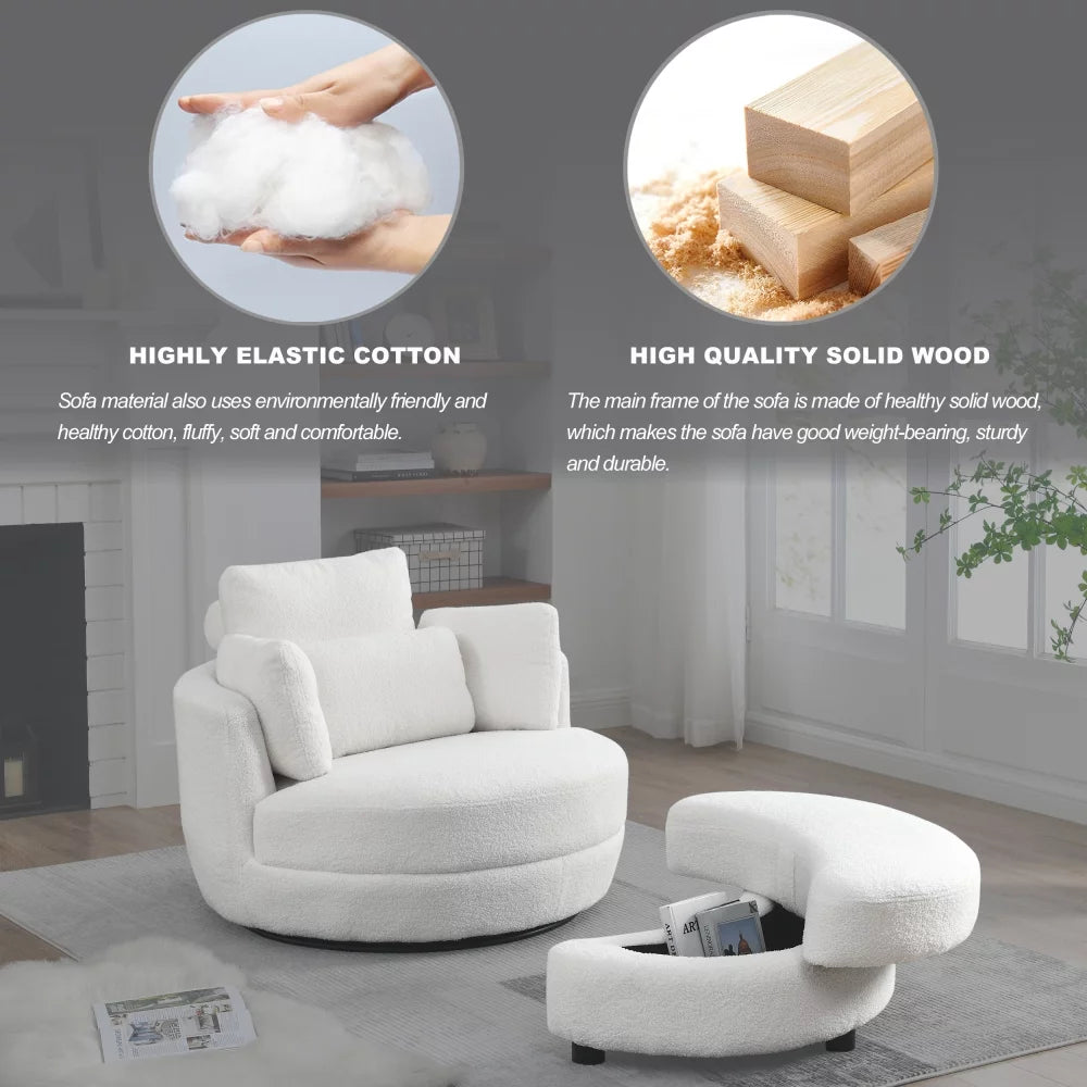 Oversized Swivel Barrel Chair with Ottoman and 4 Pillows G284