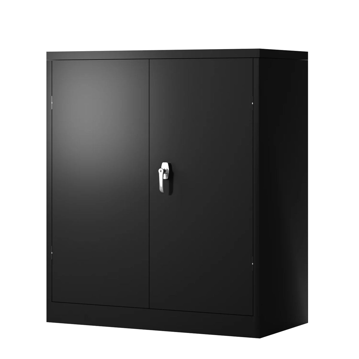 Black Metal Storage Cabinet with Shelves Doors R128