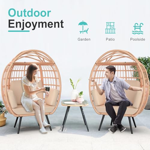 Oversized White Wicker Egg Chair with 4 Cushions D718888
