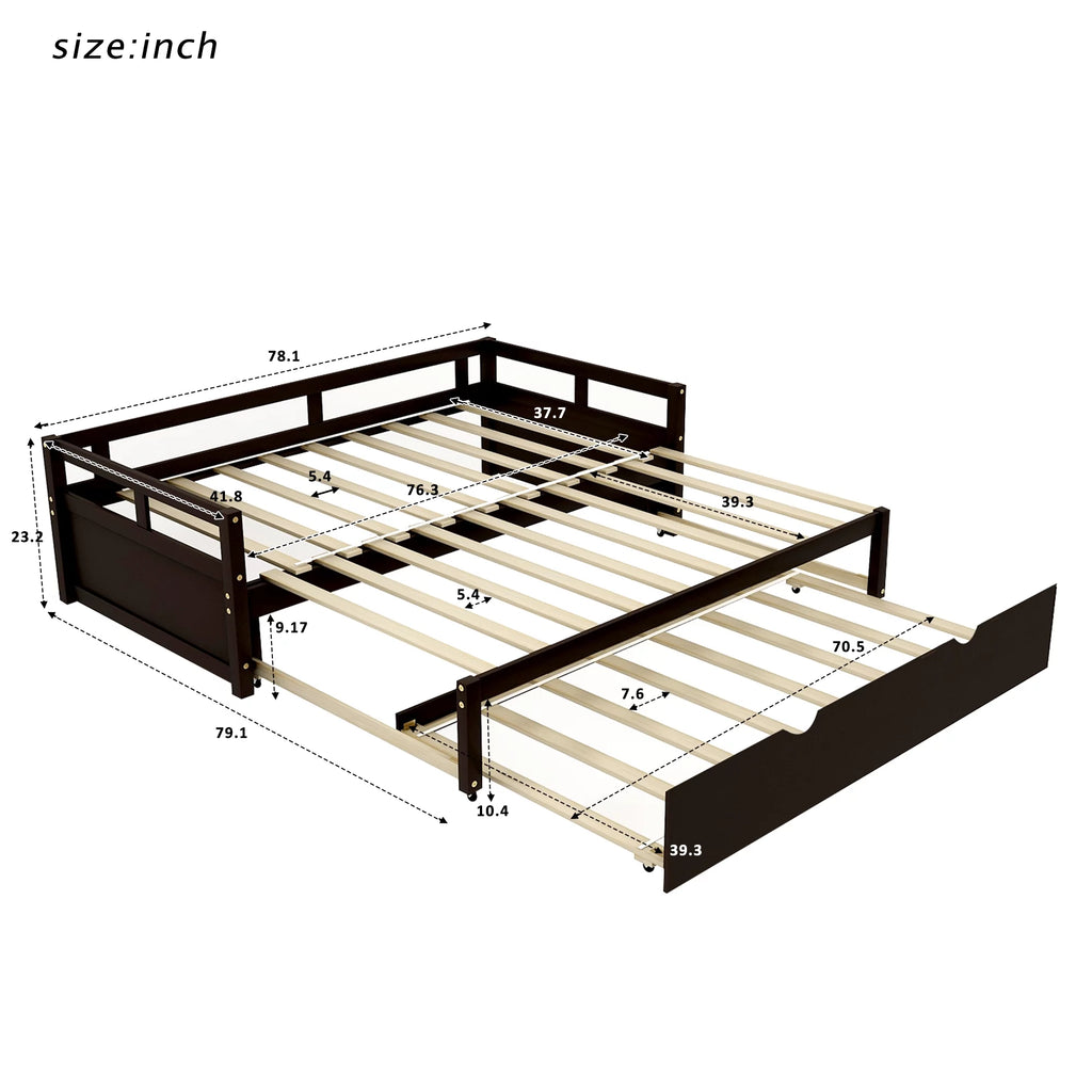 Wood Twin Size Daybed with Double Trundle F45766