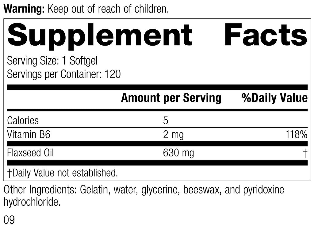 Flax Oil with B6, 120 Softgels Q62093
