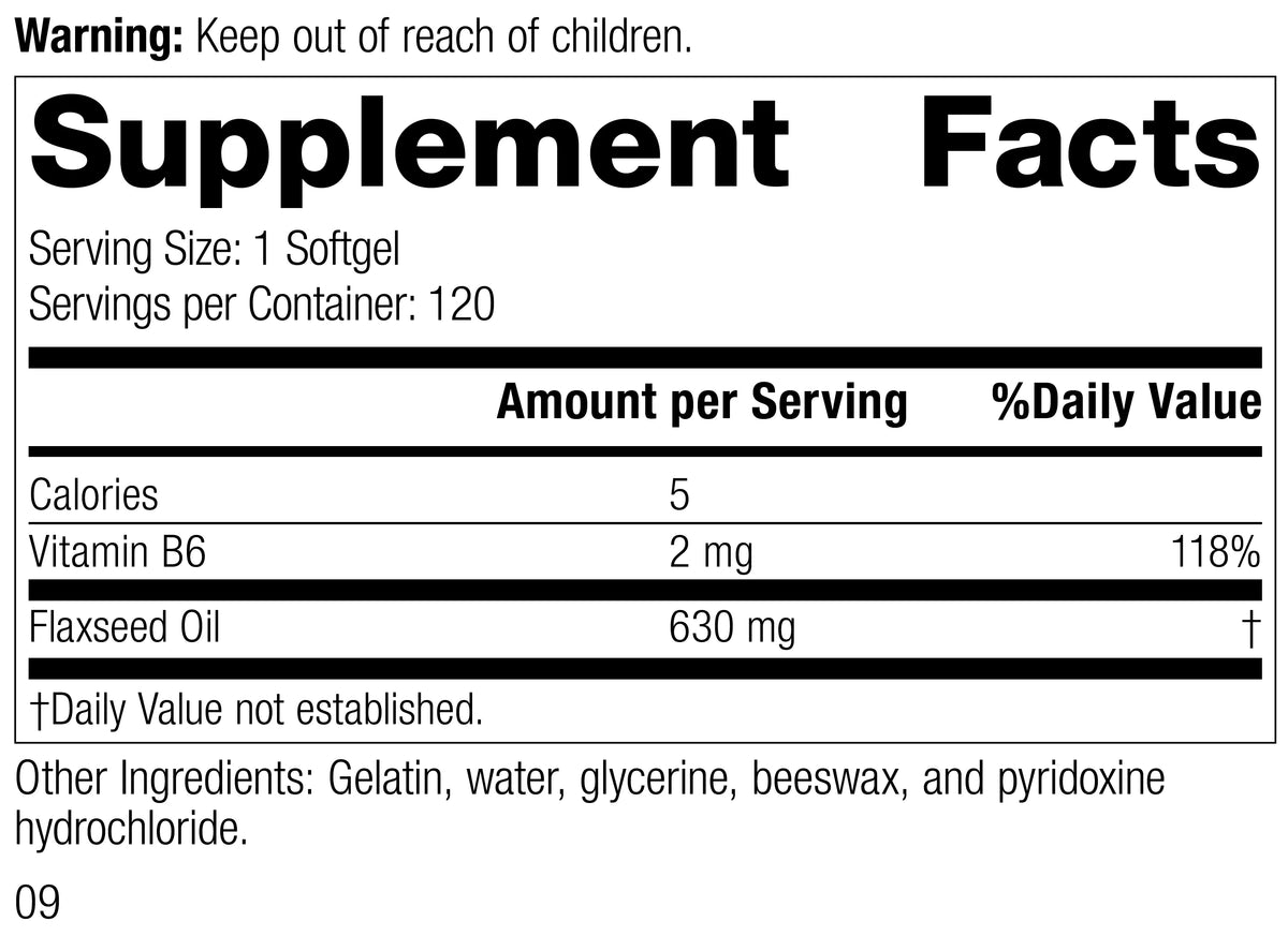 Flax Oil with B6, 120 Softgels Q62093