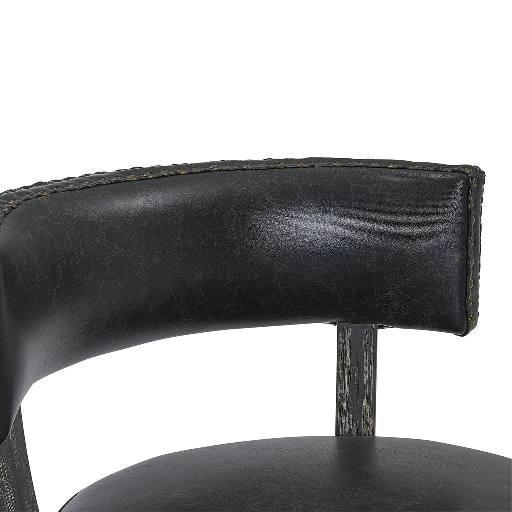 26" Wood Leather Swivel Counter Stool M446