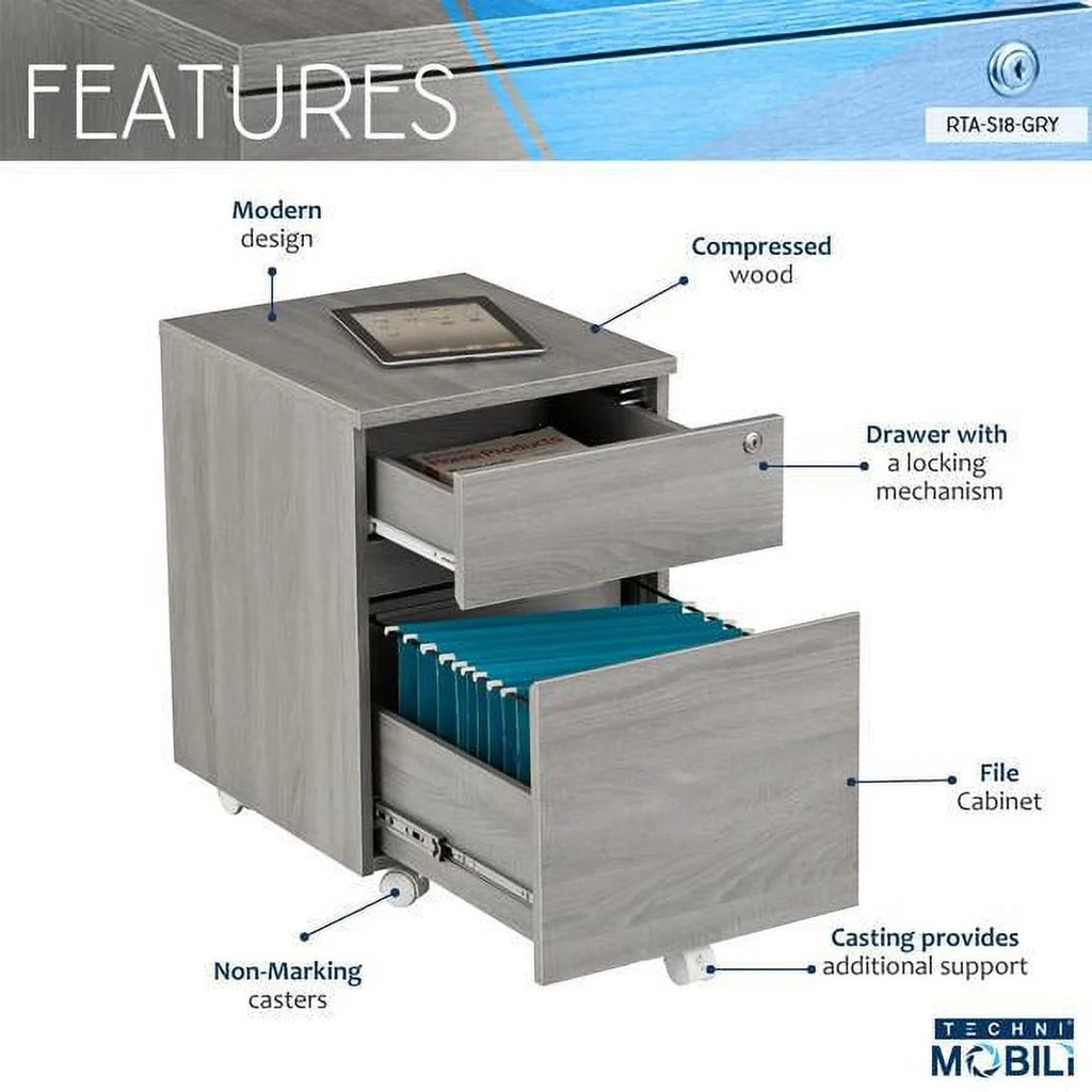 Grey Two Drawer Vertical Filing Cabinet with Lock G983768