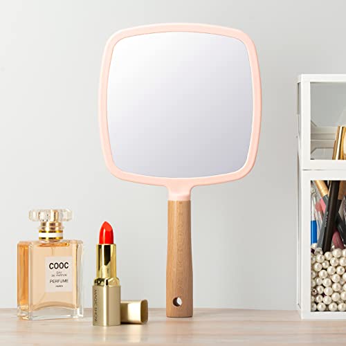 Hand Held Wood Mirror with Handle Y234138