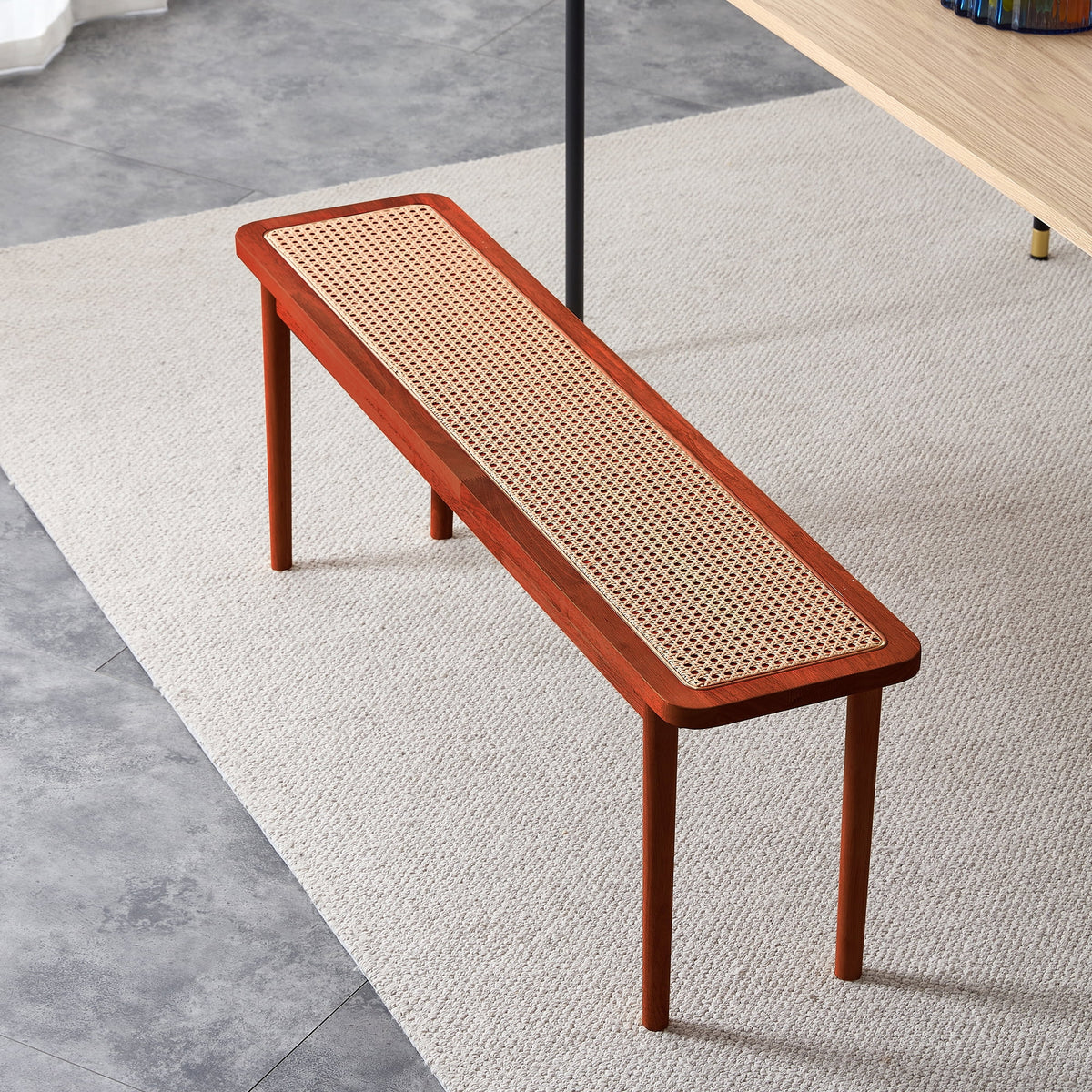 Solid Wood Rattan Woven Bench P6996