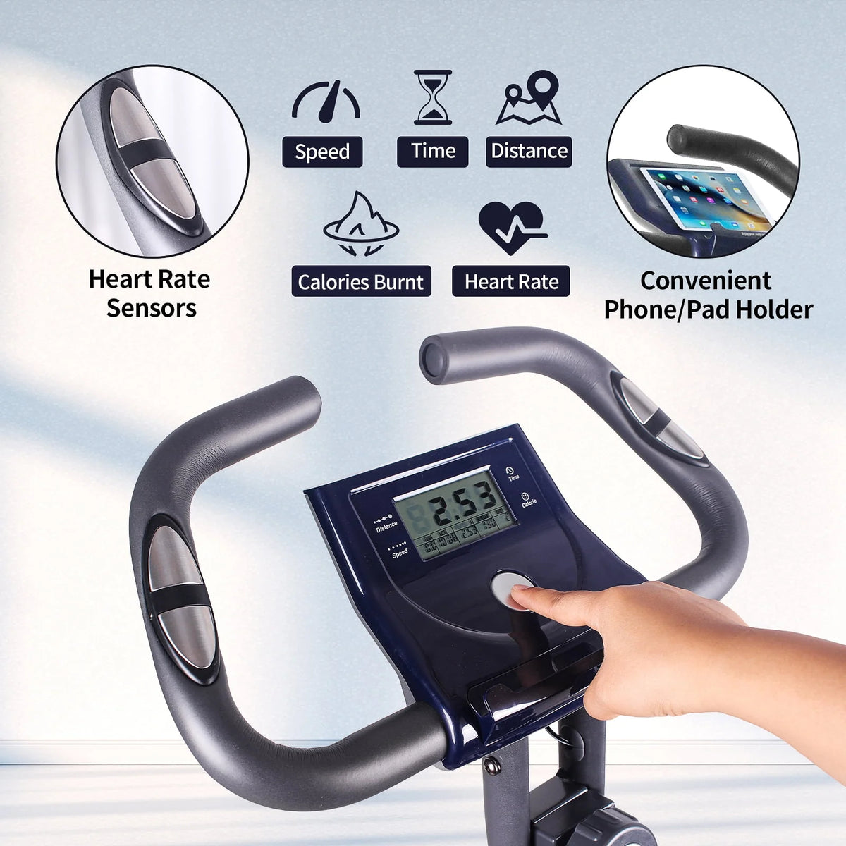Folding Indoor Cycling Exercise Bike 10-Levels Resistance 220 Lb O35745