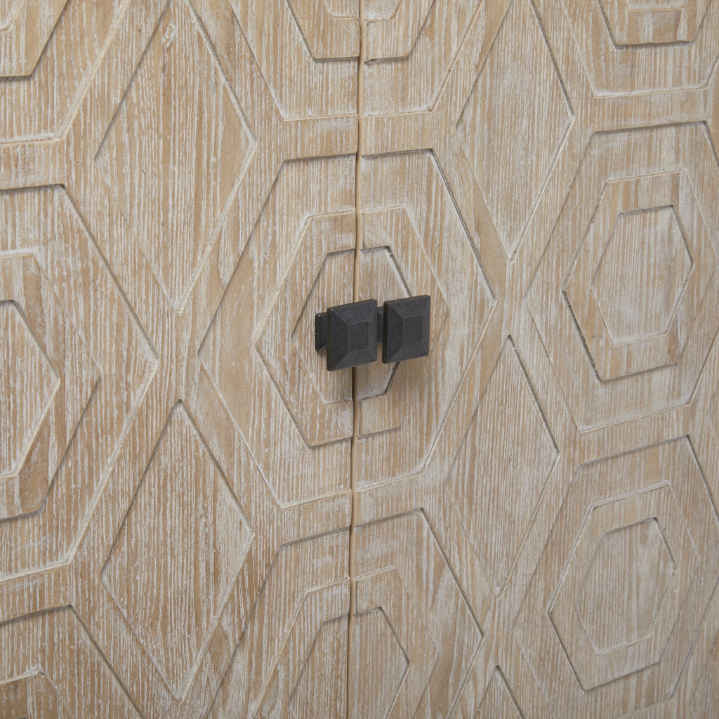 Wood Traditional Cabinet with Hexagonal Pattern L254