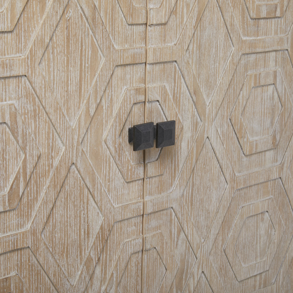 Wood Traditional Cabinet with Hexagonal Pattern L254