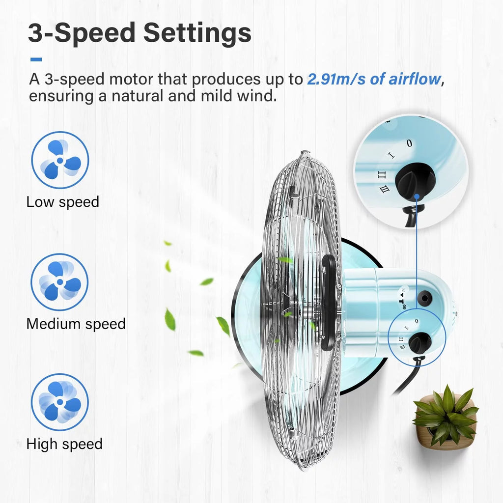 Metal Pedestal Fan, Quiet Oscillating Standing Fan with Height Adjustable C3059