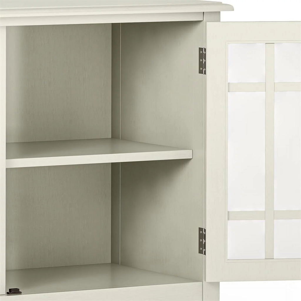 Antique White Solid Wood 46 inch Wide Low Storage Cabinet L24262