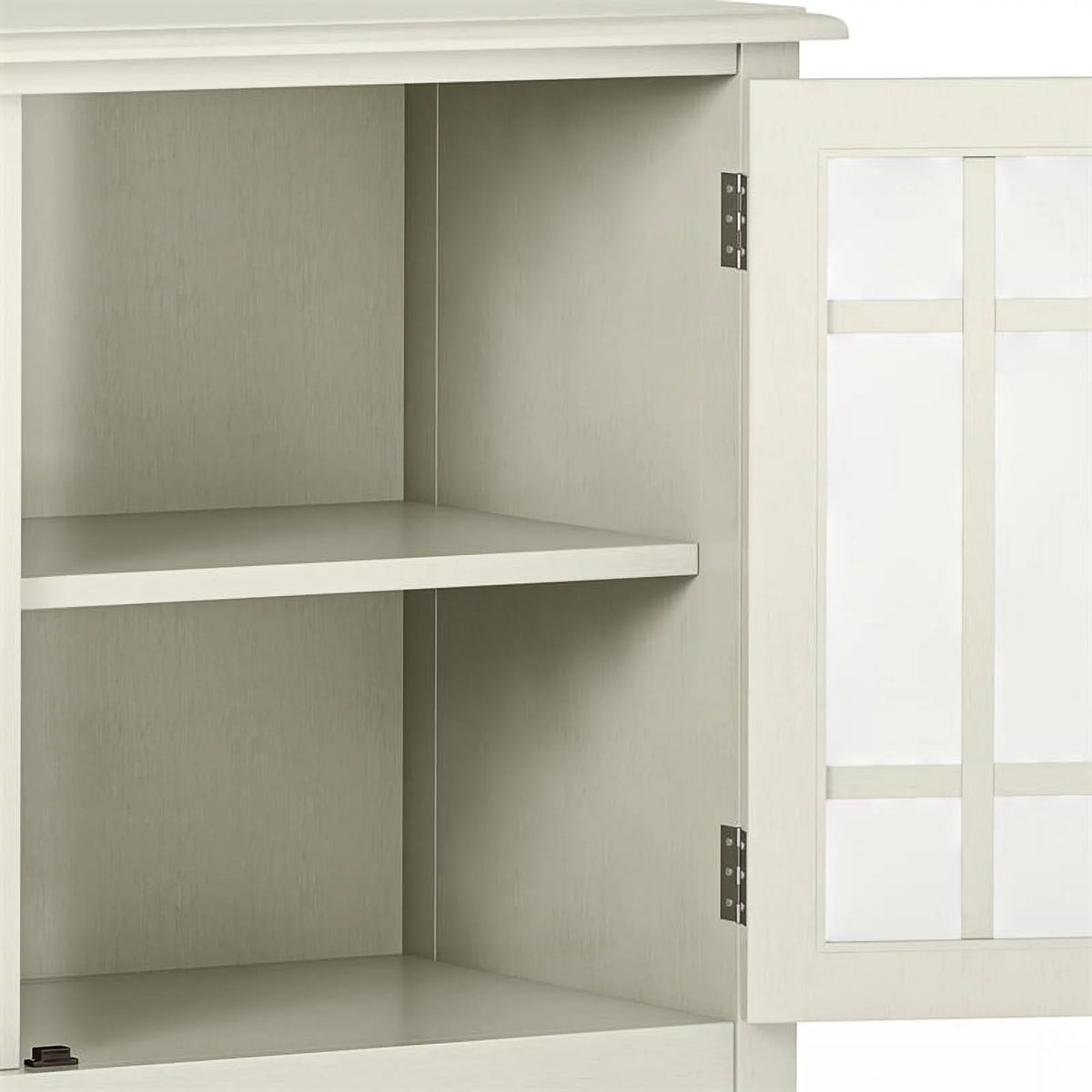 Antique White Solid Wood 46 inch Wide Low Storage Cabinet L24262