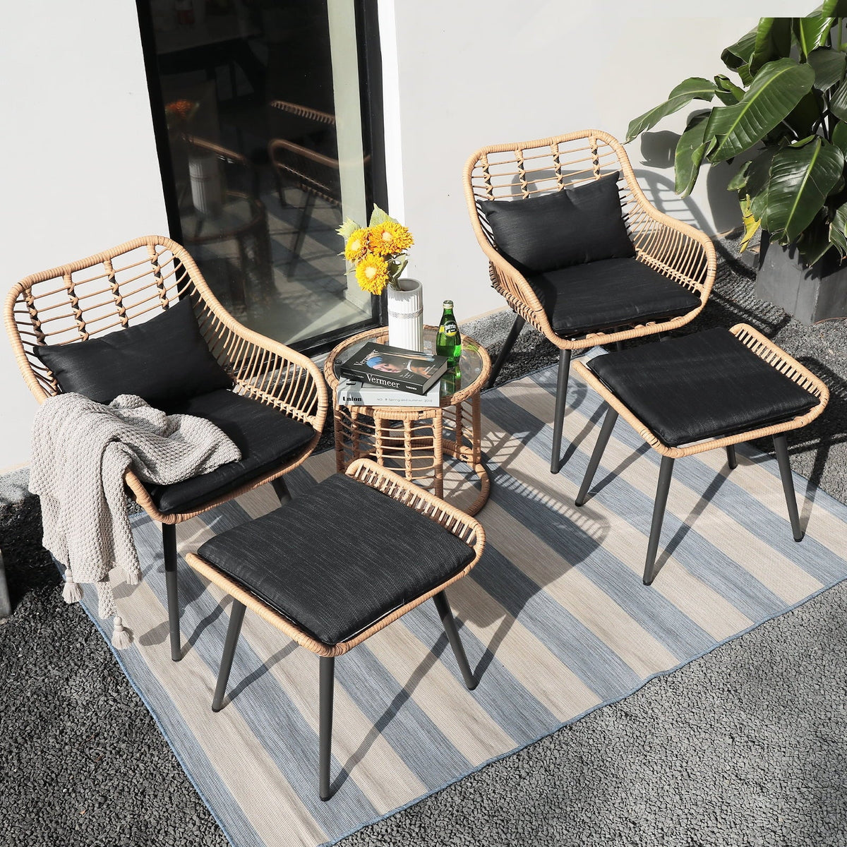 5-Piece PE Rattan Wicker Patio Furniture Set G6129
