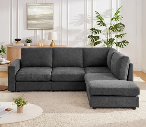 Cream L Shaped Sectional Sofa with Reversible Chaise B136