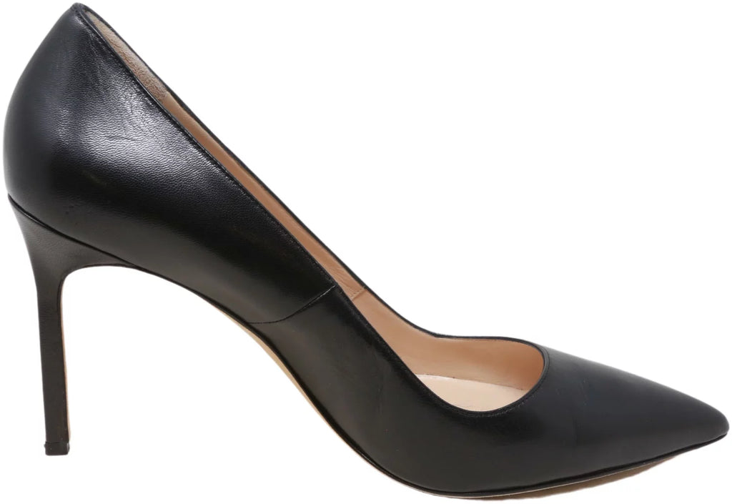 Black Leather Ankle-High Pump F5707
