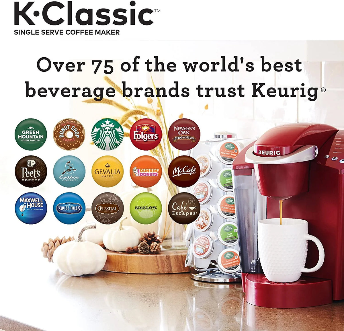 Single Serve Coffee Maker, 6 to 10 oz Brew Sizes Y658