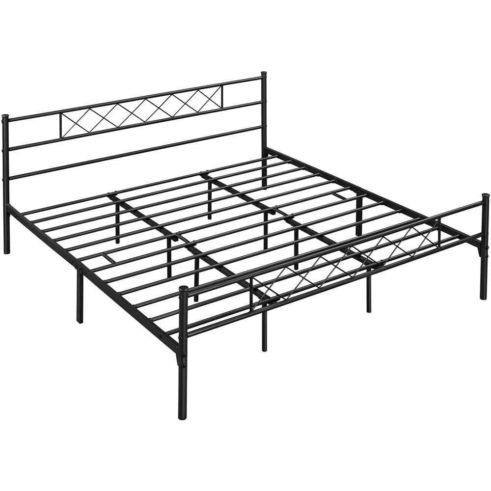 King Metal Slatted Bed Frame with Headboard & Footboard B334314