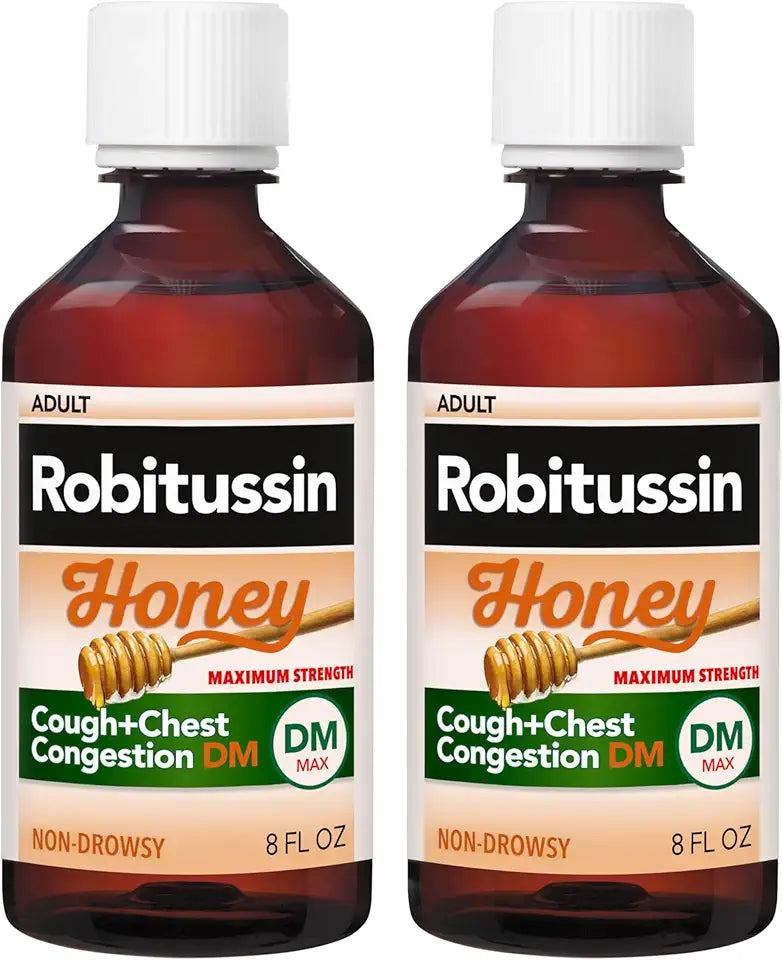 Maximum Strength Honey Cough Plus Chest Congestion DM Cough Medicine 8 Fl Oz x 2 P982832