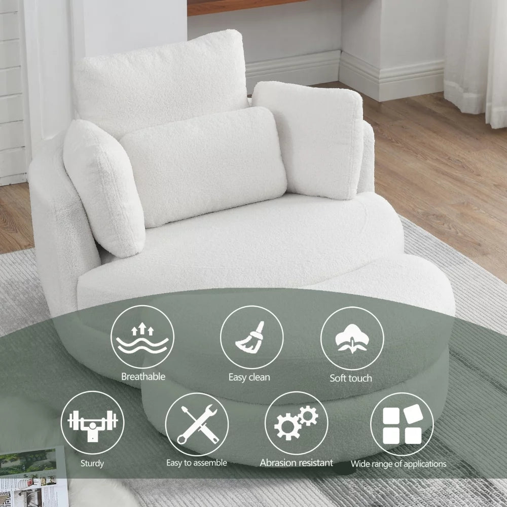 Oversized Swivel Barrel Chair with Ottoman and 4 Pillows G284