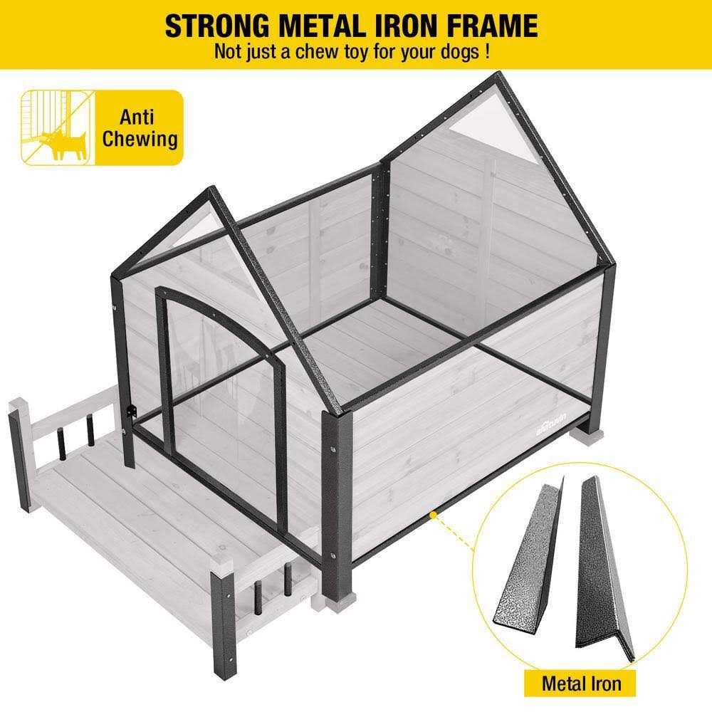 Outdoor Dog House with Porch Iron Frame R762372