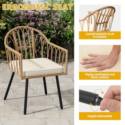 4 Pieces Grey Wicker Patio Furniture Set with Cushions A29926