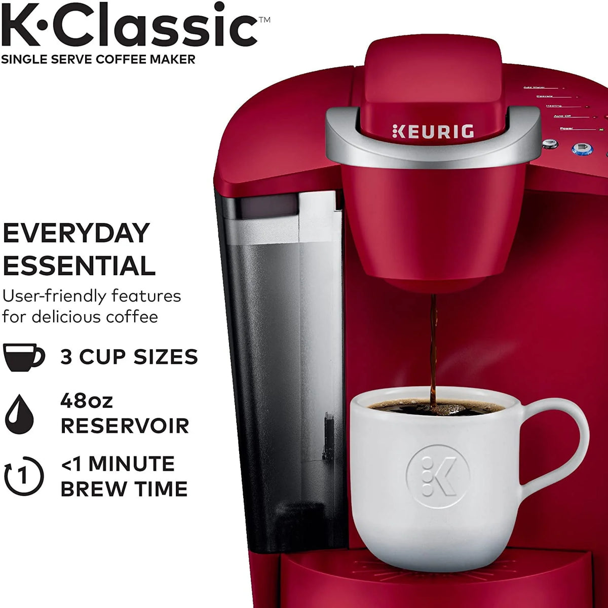 Single Serve Coffee Maker, 6 to 10 oz Brew Sizes Y658