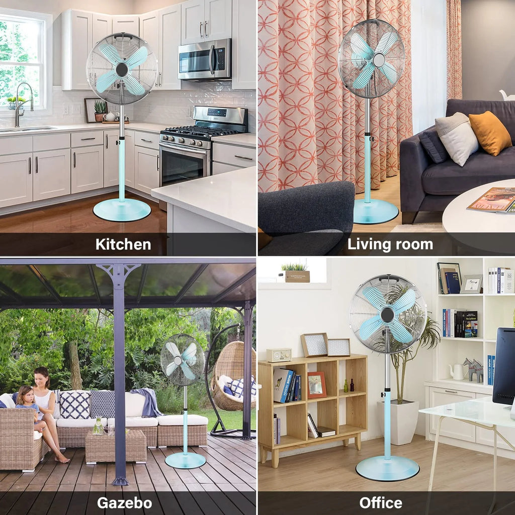 Metal Pedestal Fan, Quiet Oscillating Standing Fan with Height Adjustable C3059