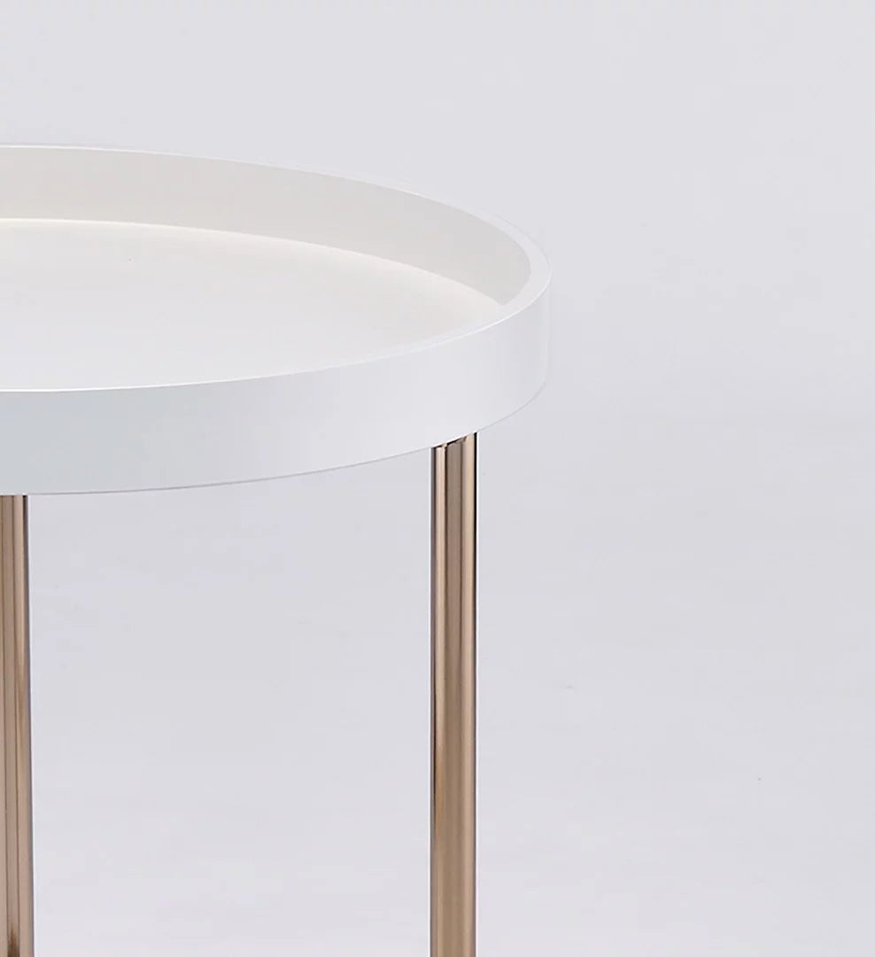 White Mid-Century Side Table with Copper Legs A229
