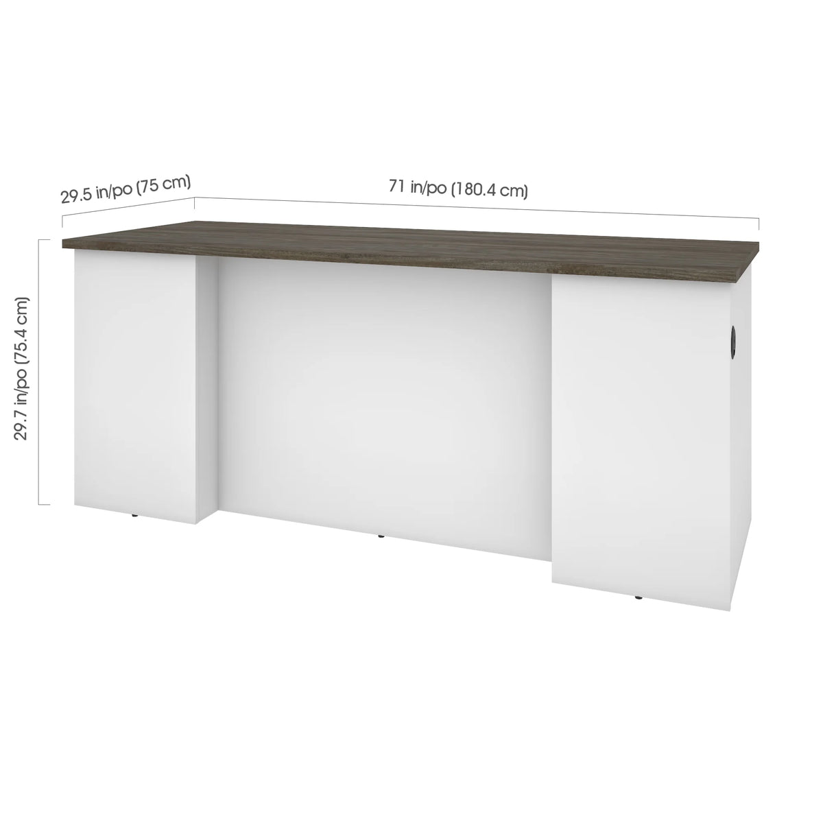 71W Desk Shell in Walnut Grey & White C58773