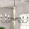 6-Light Chandelier with Imitation Wood and Stardust Iron D280799