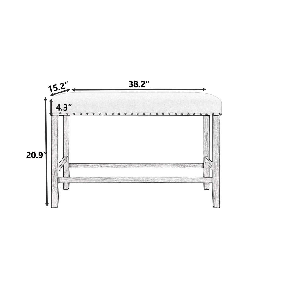 Rustic Wooden Upholstered Dining Bench S67788