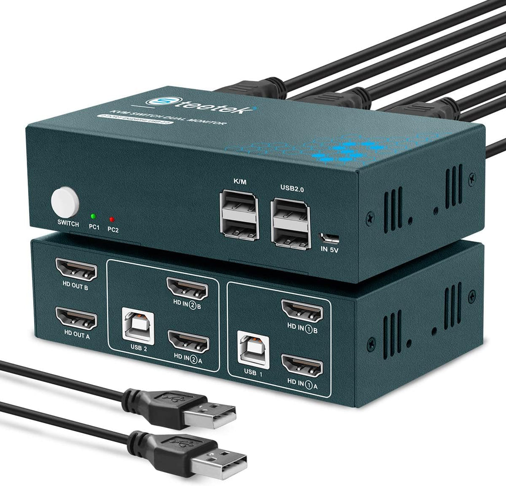 Dual Monitor 2 Port 4K@60Hz HDMI KVM Switch F4765