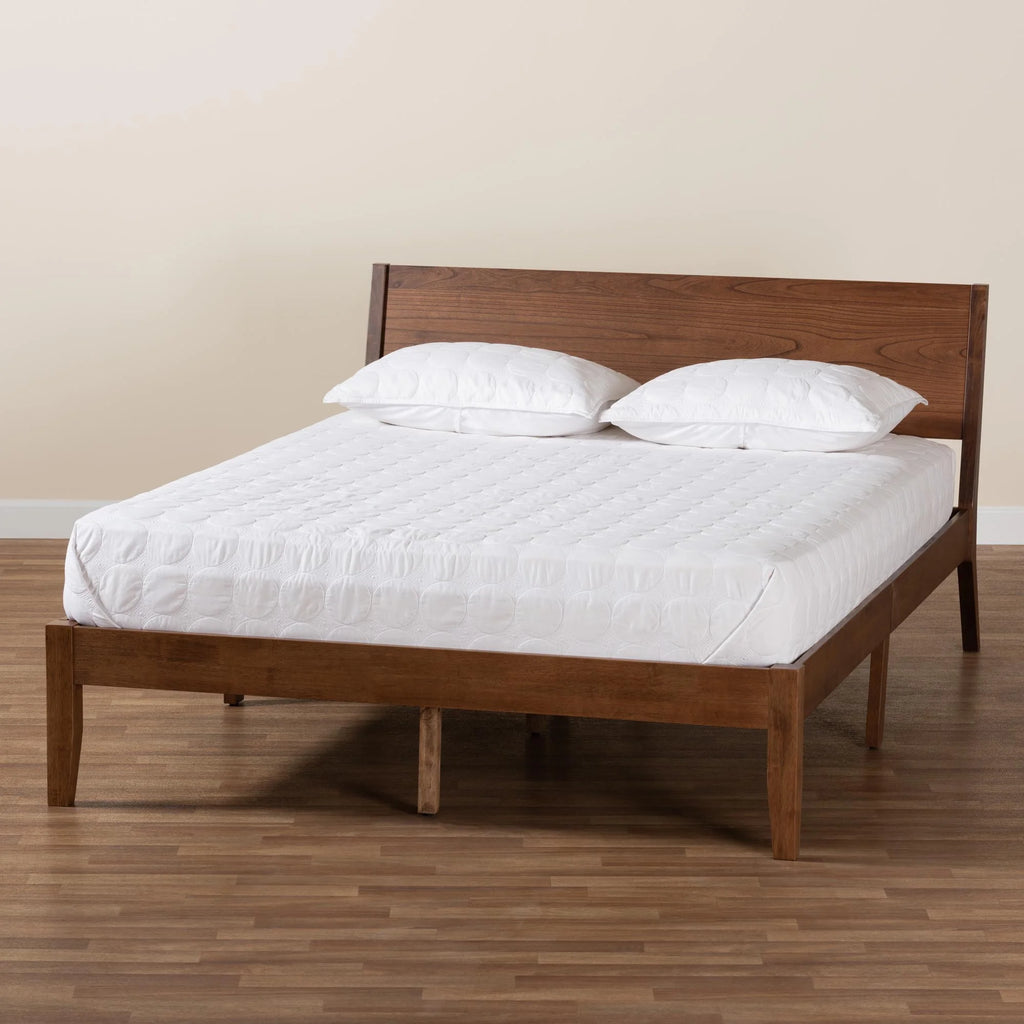 Walnut Brown Wood King Size Platform Bed P3056