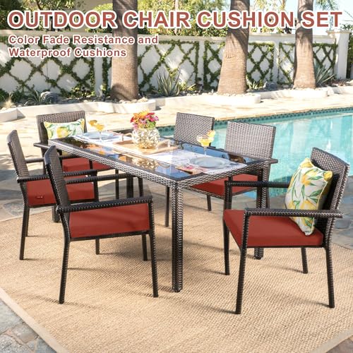 Outdoor Chair Cushion Set of 4 Rainproof Color Fade Resistant 19 x 19 x 2 in Square C32324